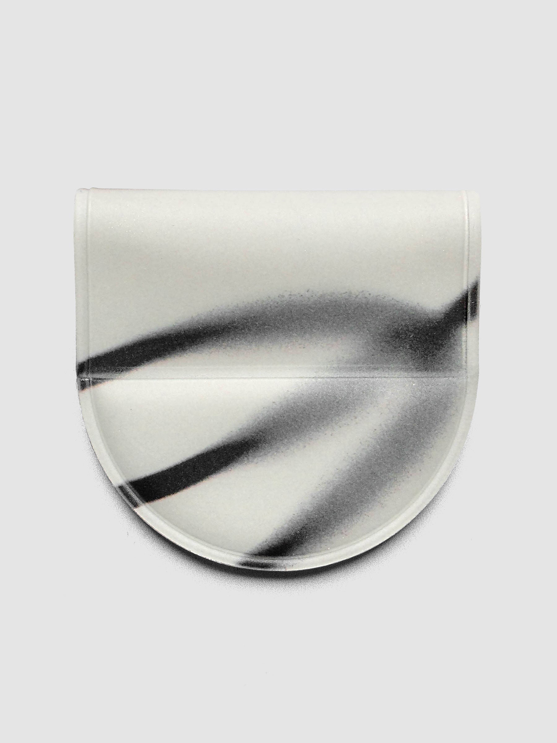 Magnetic Bookmark | Pen Holder | Vinyl in Blurred Line, front view showing white base with sweeping dark gray brushstroke pattern
