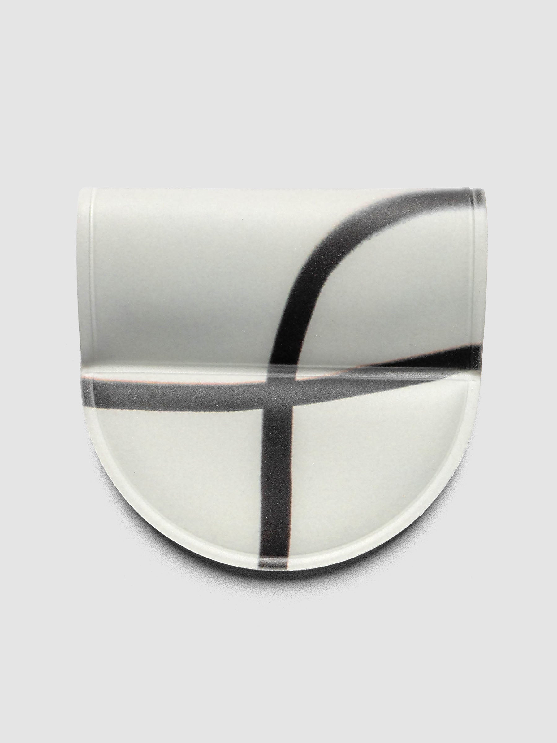 Magnetic Bookmark | Pen Holder | Vinyl in Blurred Line, front view showing white base with bold dark gray intersecting line pattern