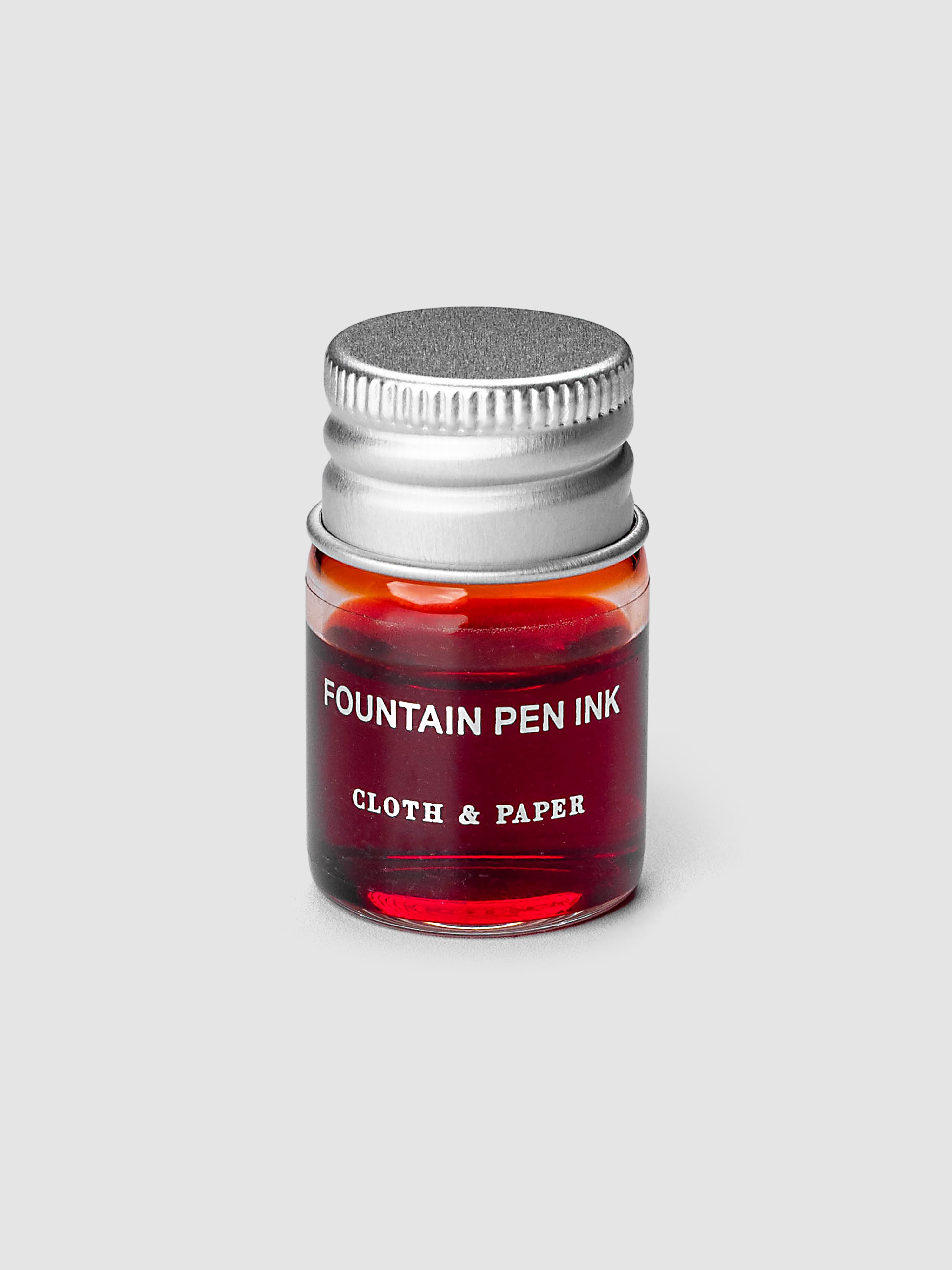 Mini Fountain Pen Ink in Saffron, 5 mL clear glass bottle with silver screw-on cap