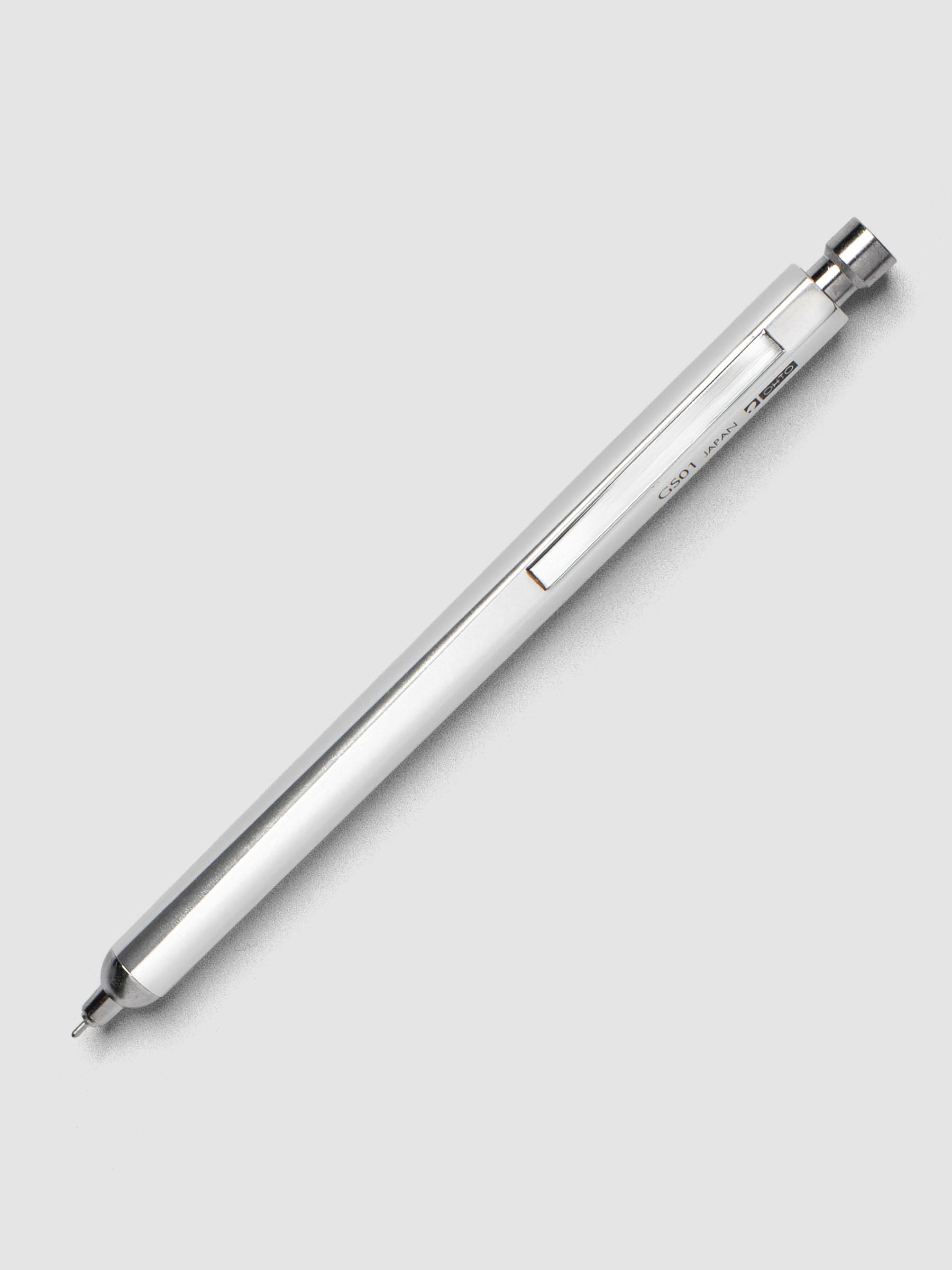 OHTO GS01 Roller Gel Pen with 0.7 mm nib  and silver barrel shown extended against a neutral background