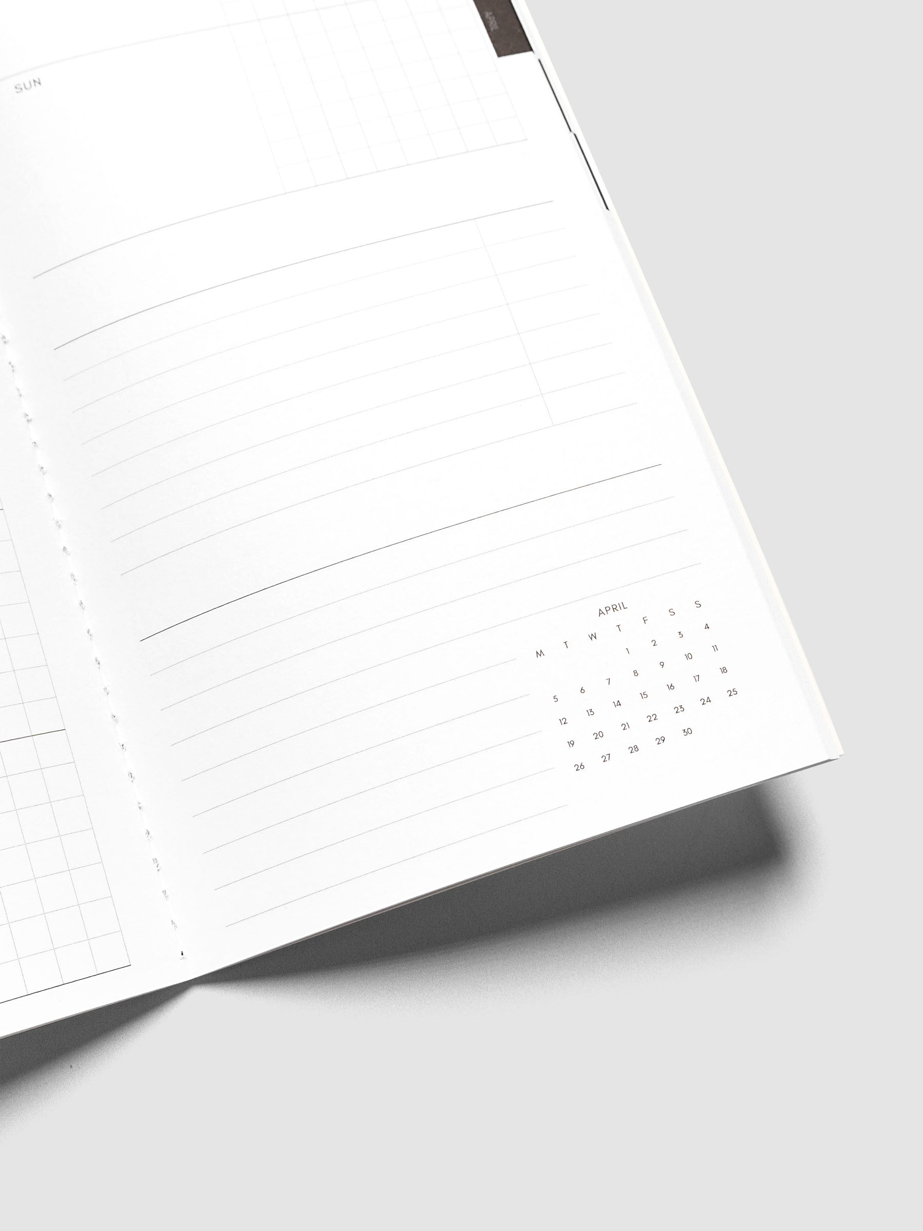 Close-up of the bottom of the right page of the Jan–Jun 2027 Dated Travel Notebook, showing the lined notes section and month-at-a-glance view