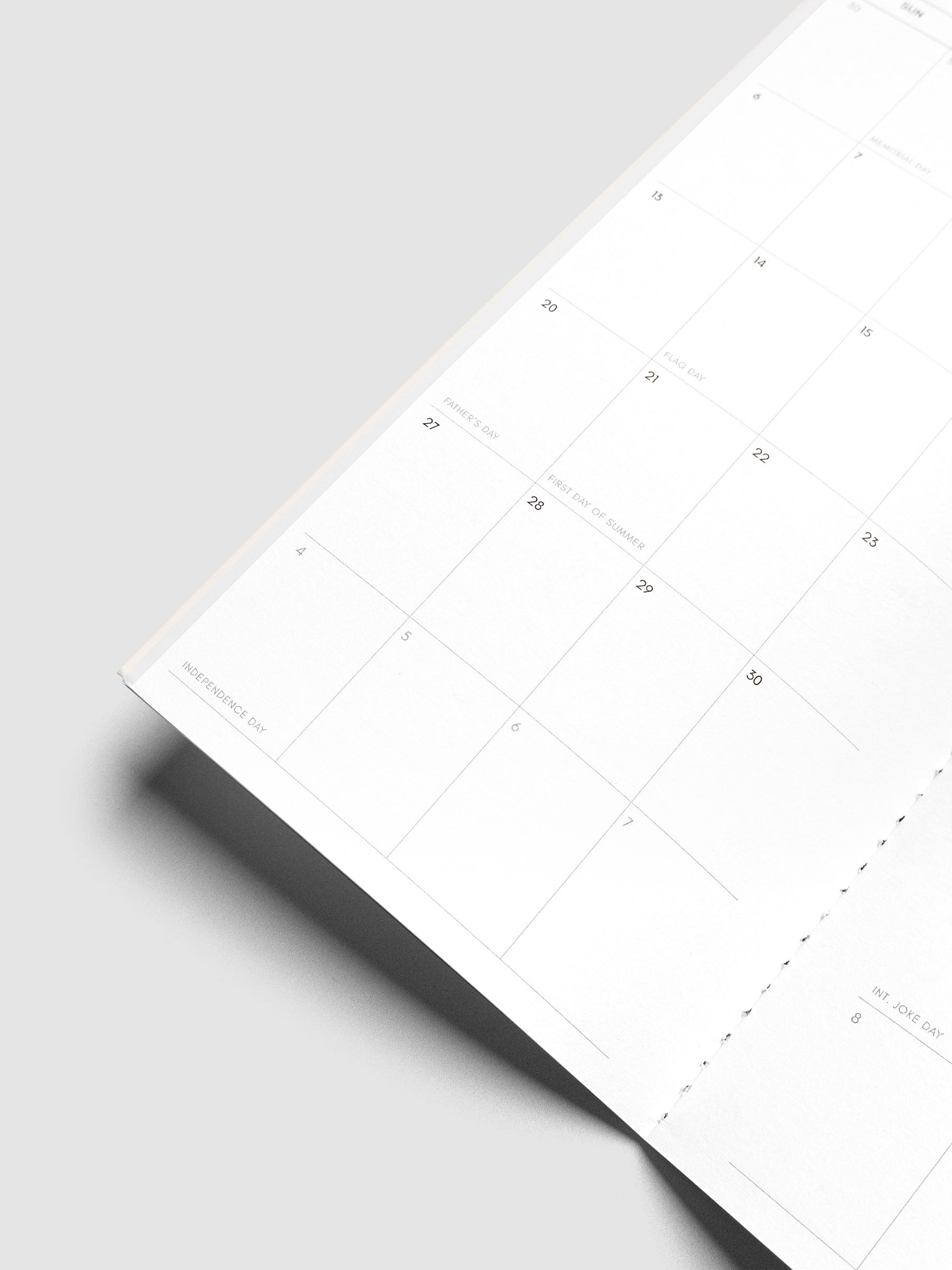 Close-up of the bottom of the left page of the 2027 Dated Travel Notebook Monthly in A5 Slim size, showing the lower dated calendar grid