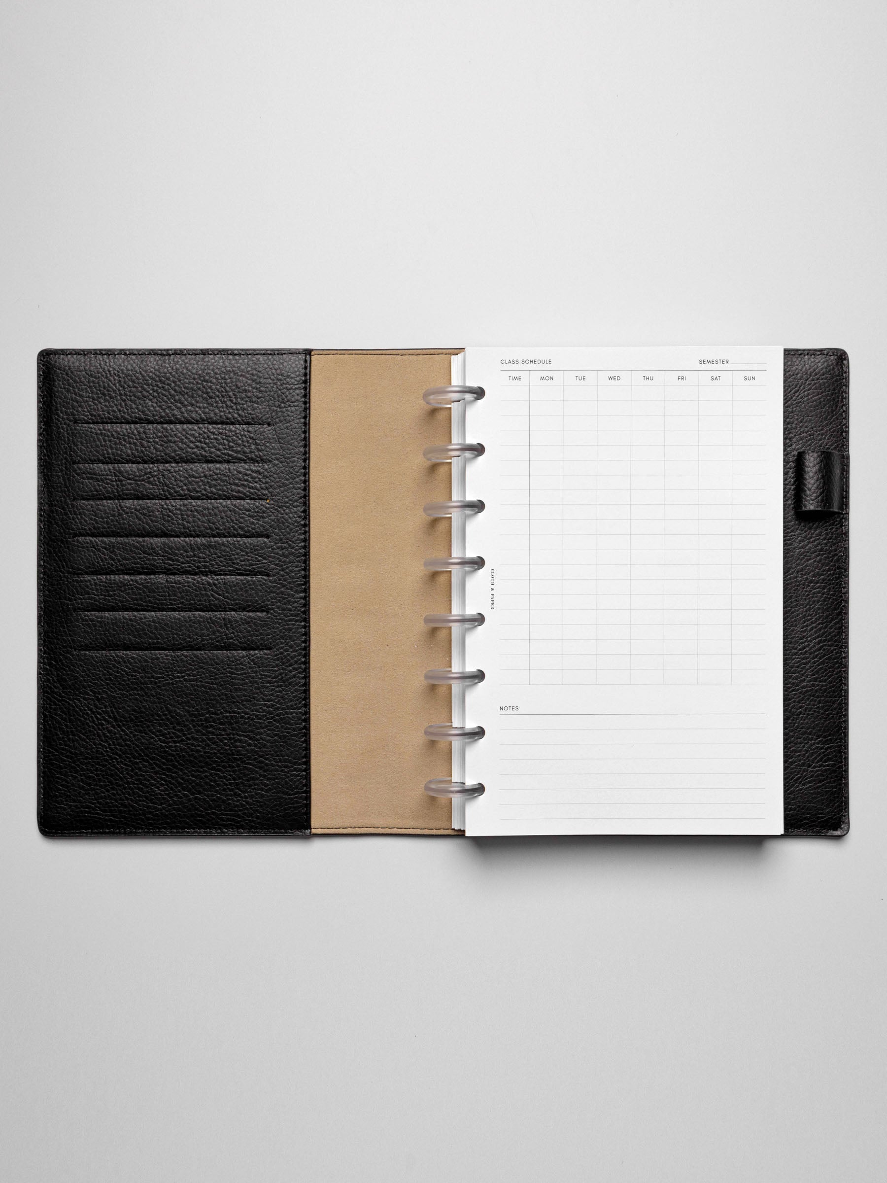 Insert in use inside a leather planner.