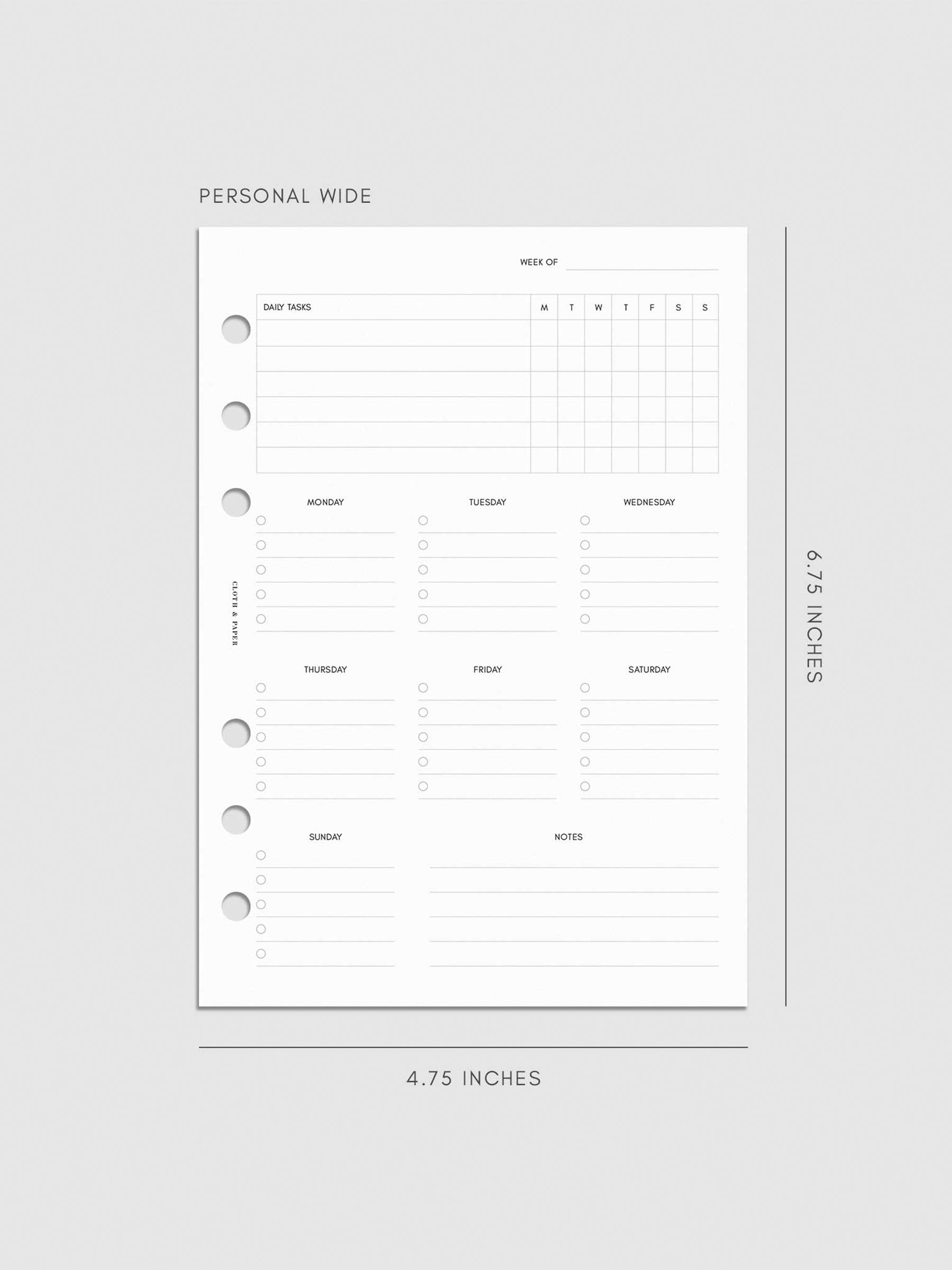 Digital mockup of insert in Personal Wide.