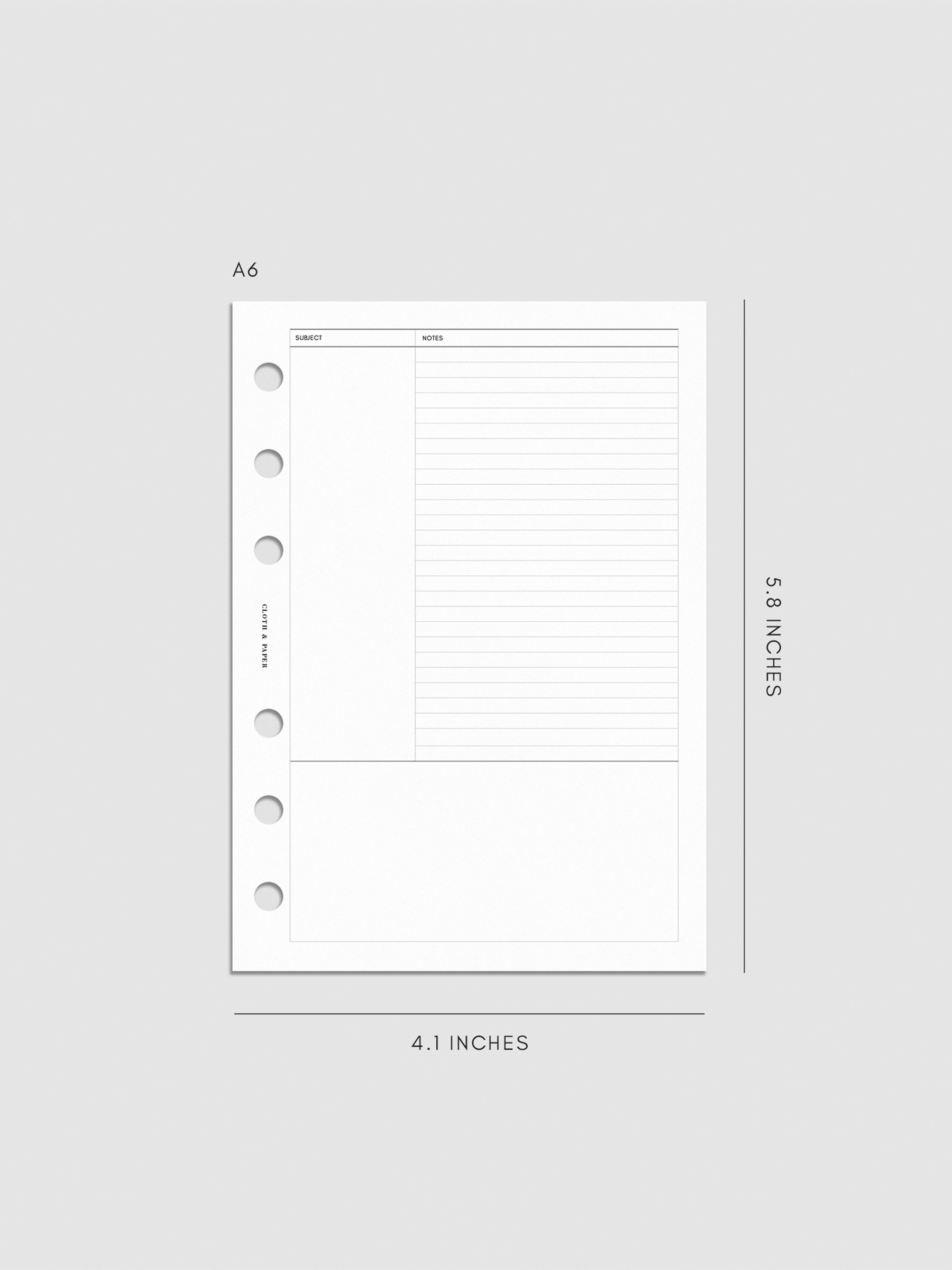 Digital mockup of insert in A6.
