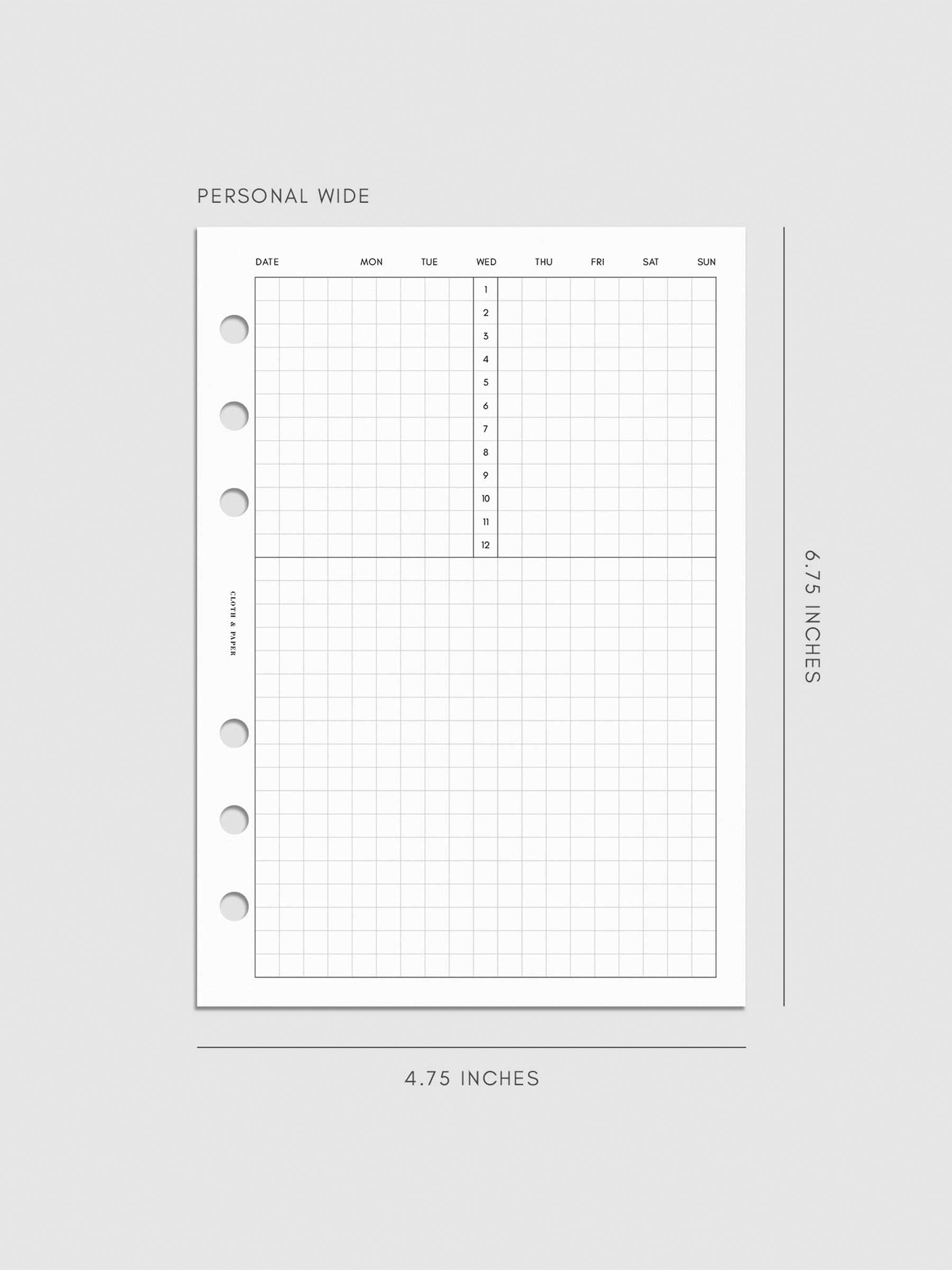 Digital mockup of insert in Personal Wide. 