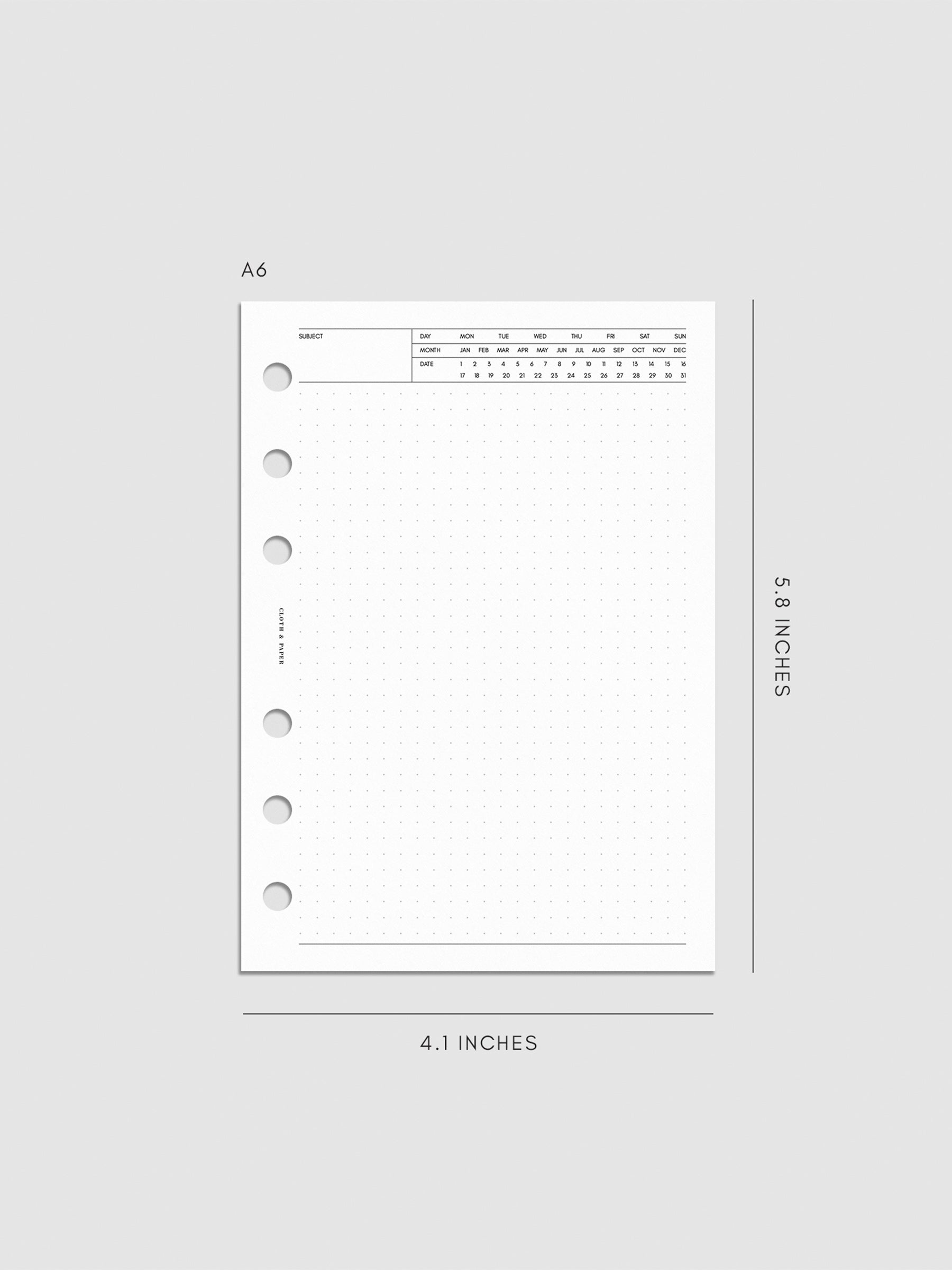 Digital mockup of insert in A6.