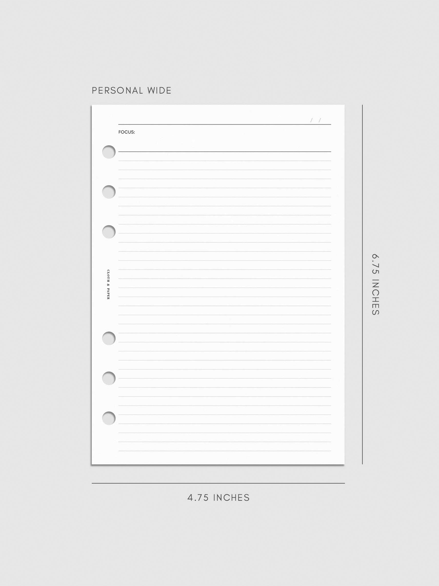 Digital mockup of insert sized Personal Wide.
