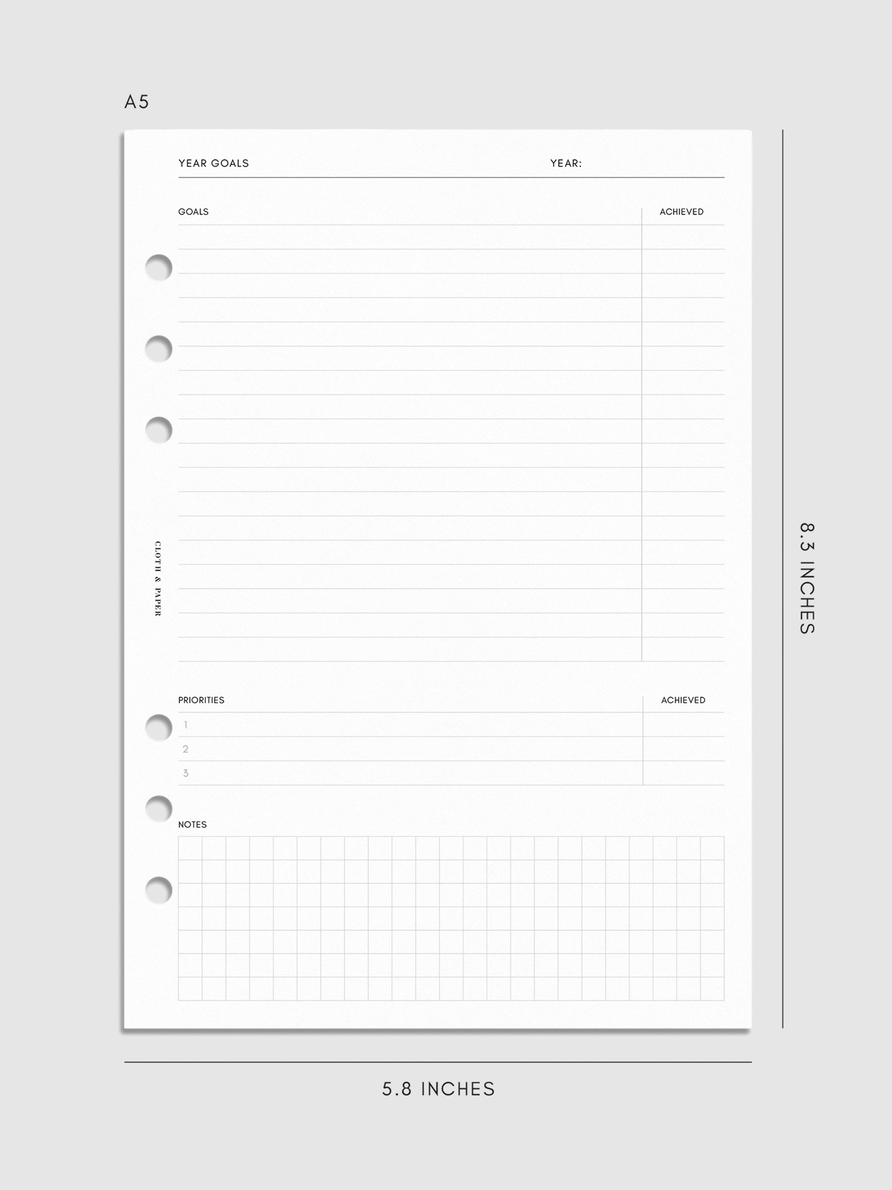 Digital mockup of insert in A5 sizing.
