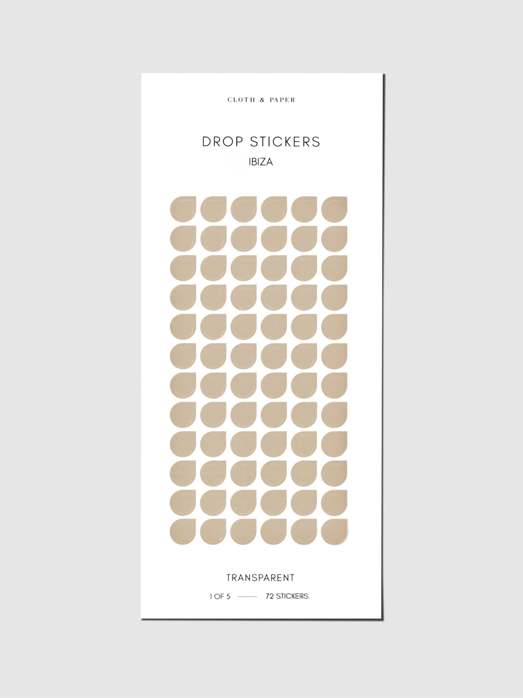 Sticker sheet displayed on a neutral background. Sticker size shown is small, color shown is Ibiza.