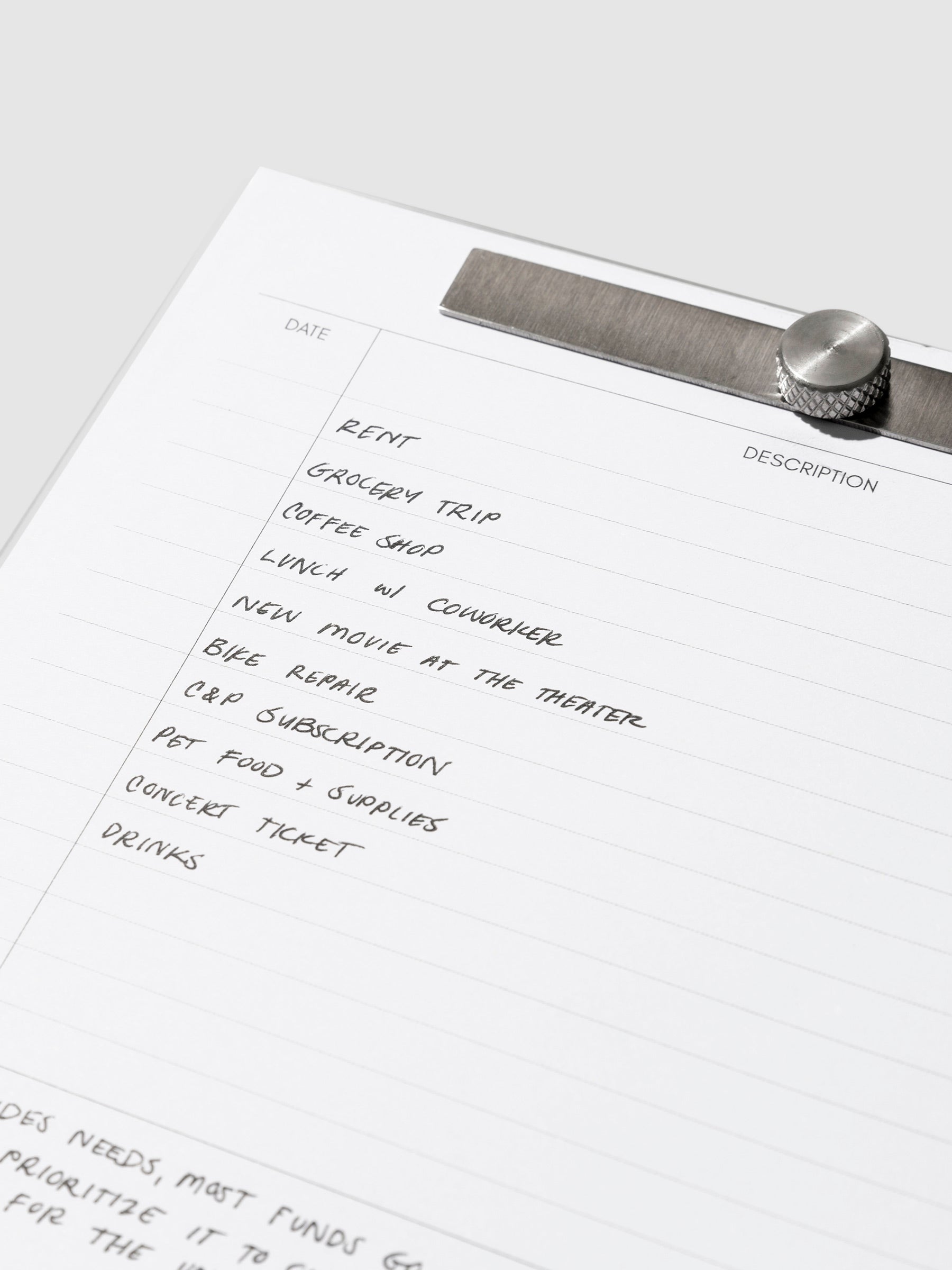 Closeup of inserts in use inside a notepad.