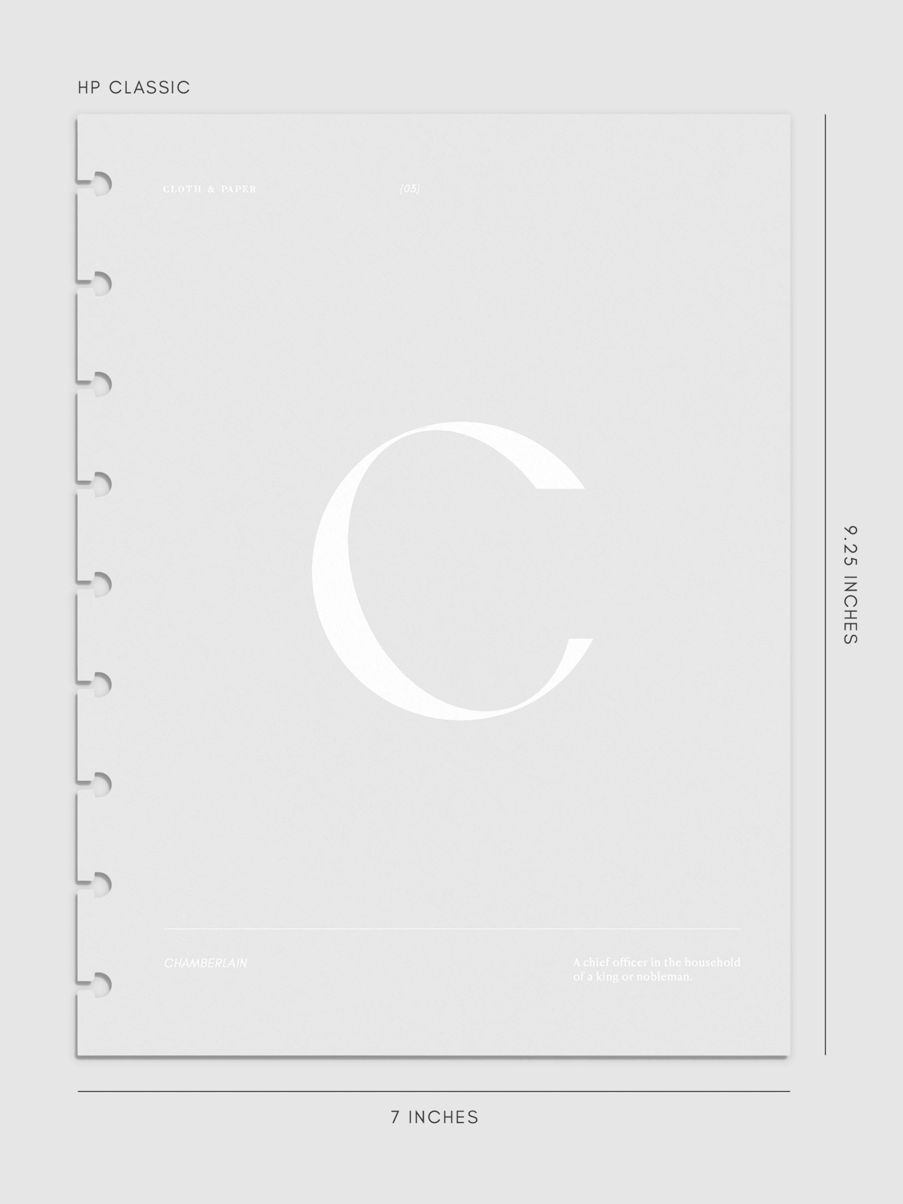 Monogram Vellum Planner Dashboard C in HP Classic displayed on a neutral background. 
