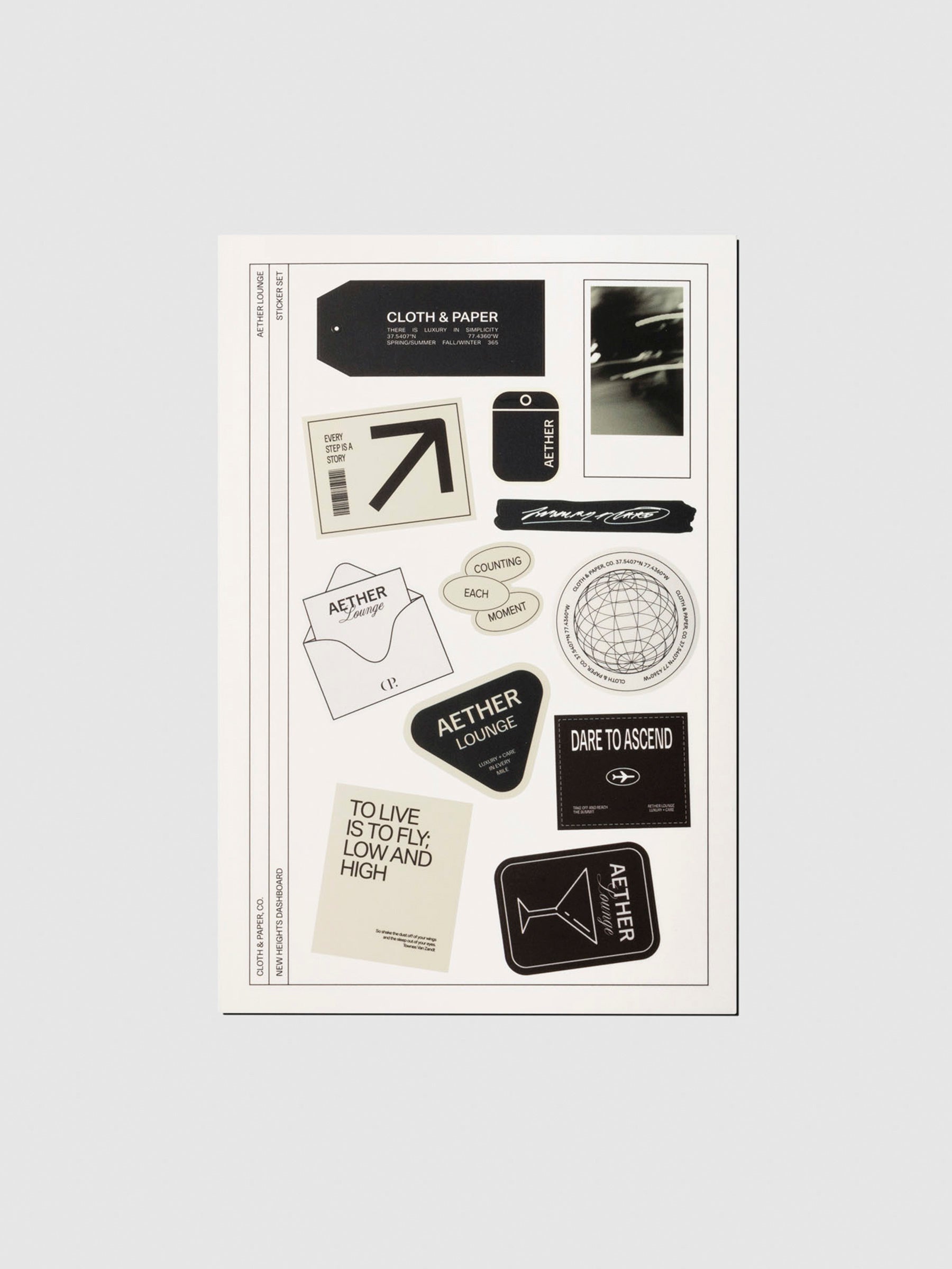 Sticker sheet displayed on a neutral background. Size shown is CP Petite.