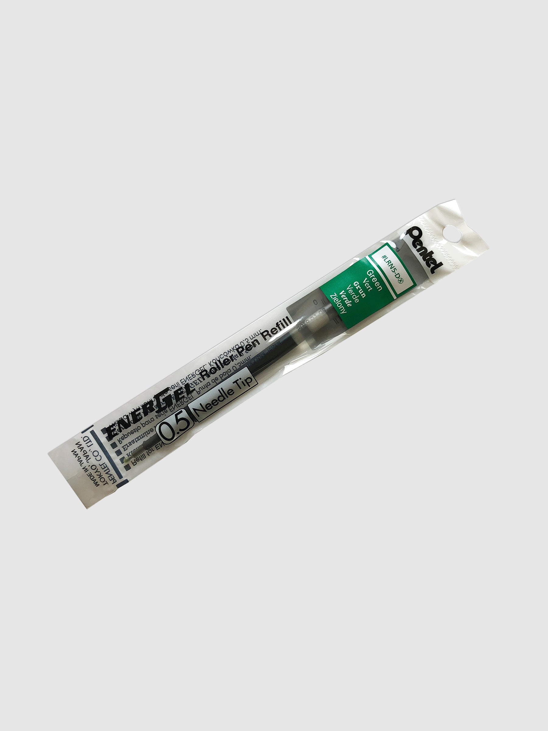 Pentel Energel Refill | Black | Cloth & Paper. Ink refill shown in its packaging tilted to the right on a neutral background.