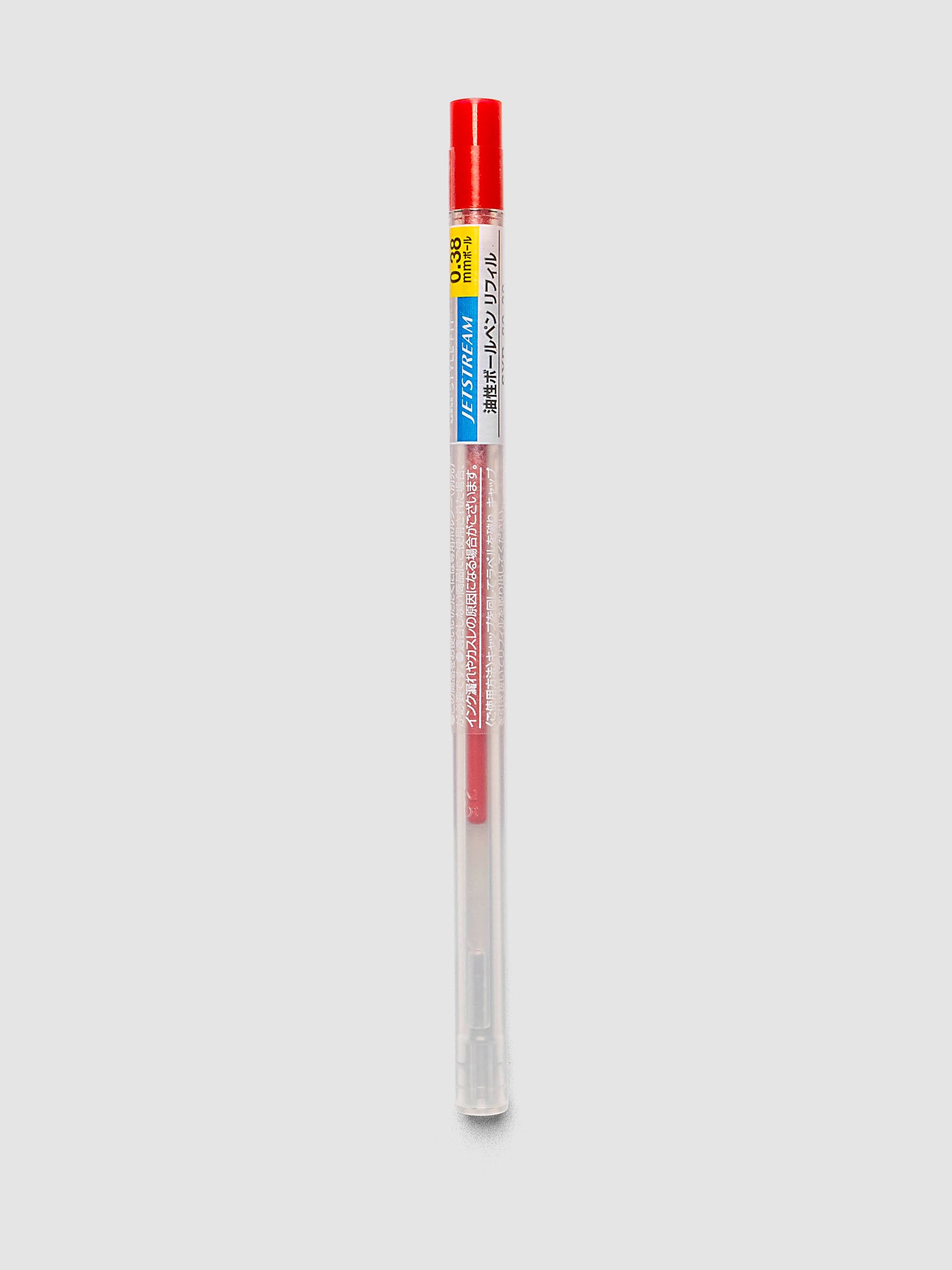 Uni-ball SXR-89-38 Style Fit Jetstream Pen Refill in red packaged in clear tube with printed label