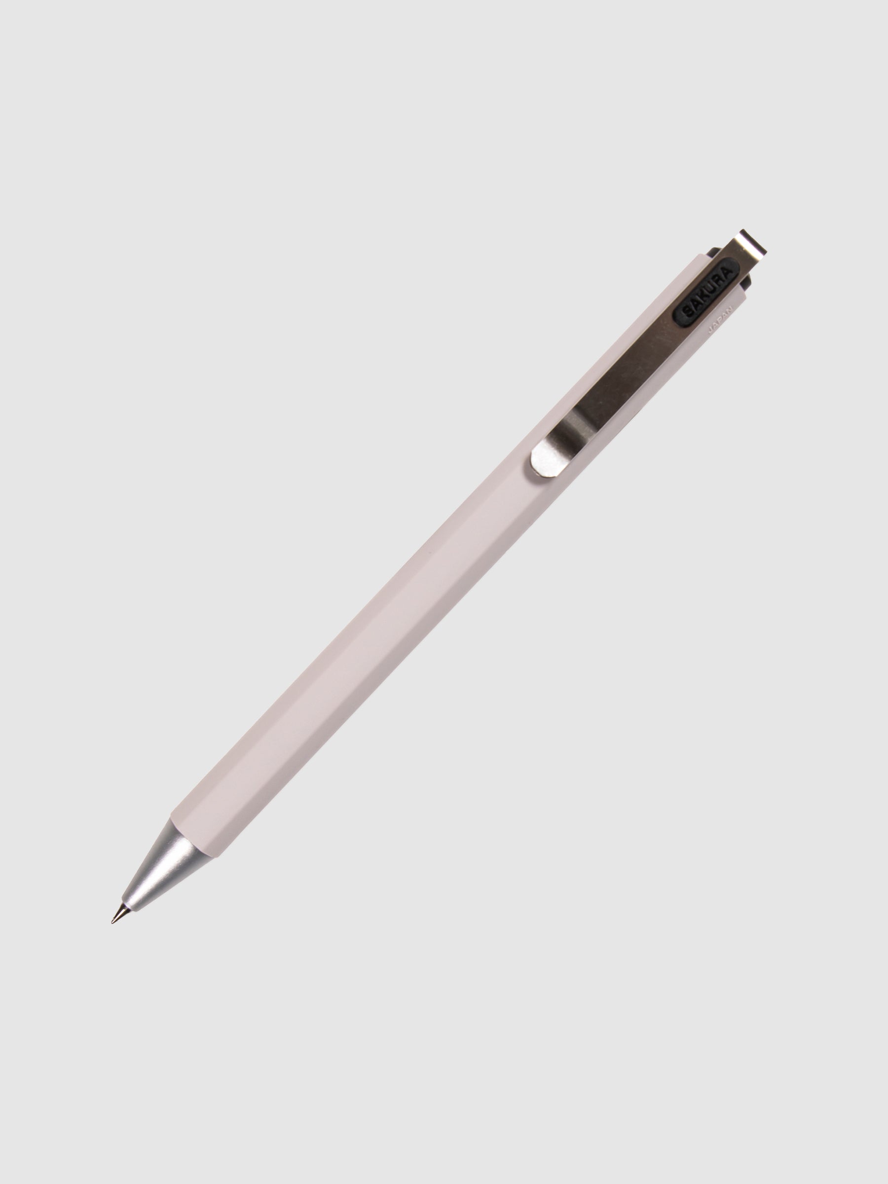 Sakura Ballsign iD Gel Pen, 0.4 mm, Cloth and Paper. Black pen turned to the right against a neutral background.