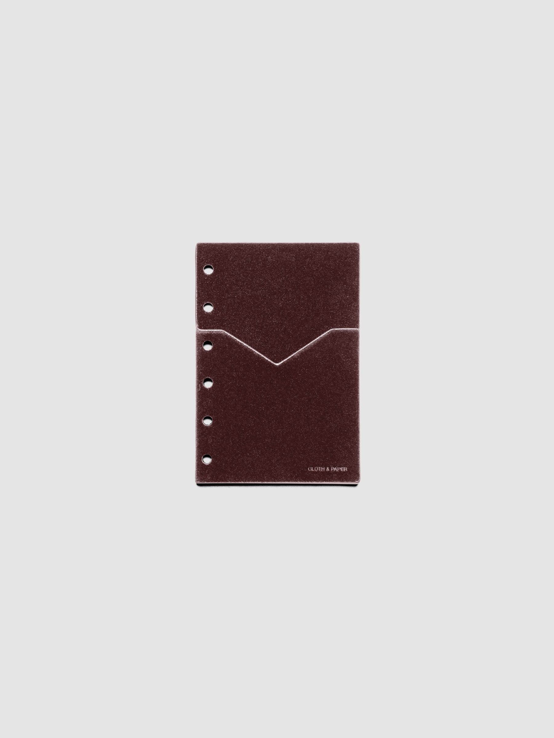Velvet Pocket Folder in Bordeaux pre-punched for Pocket planners.
