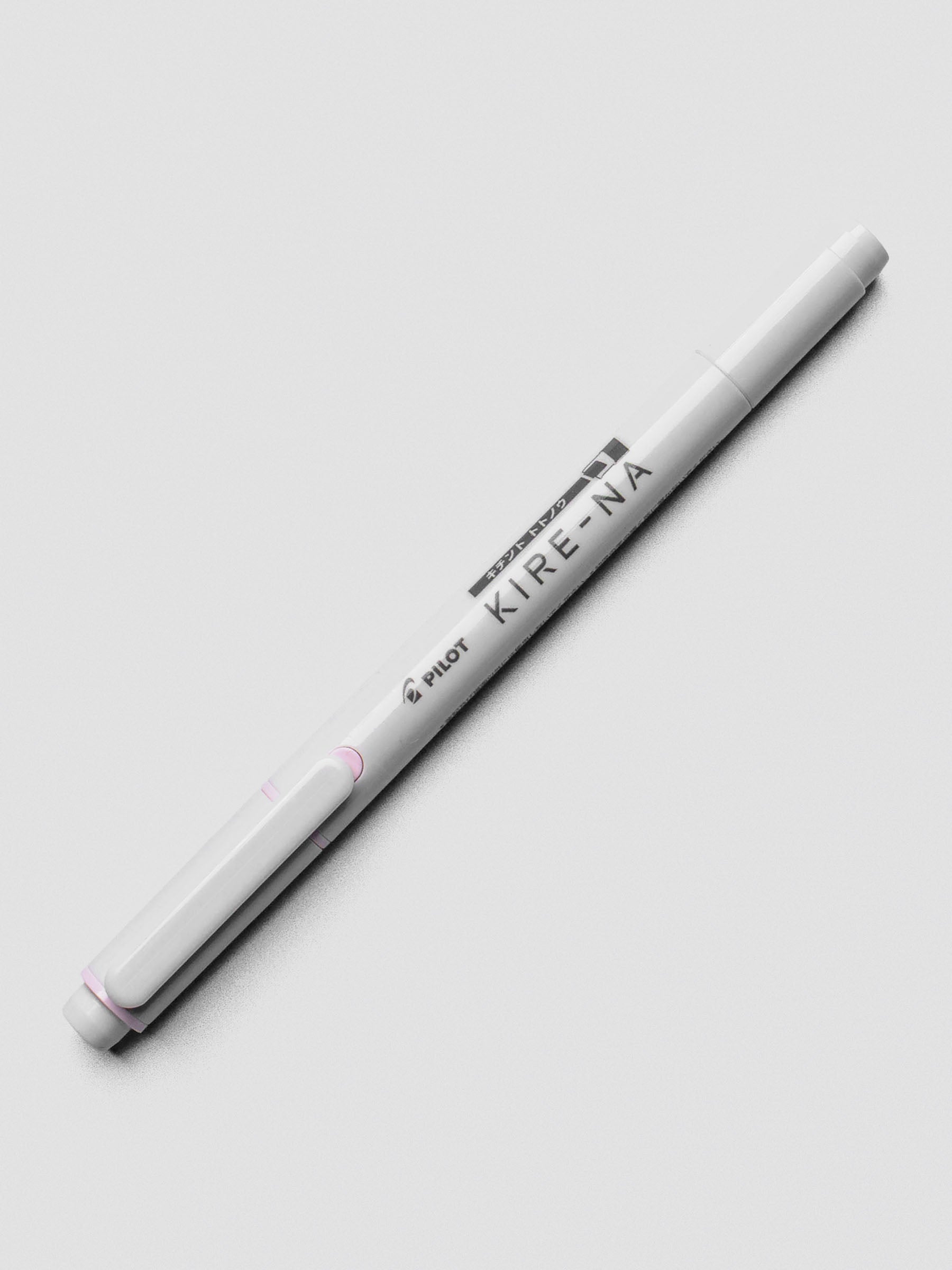 Pilot Kire-Na highlighter in Pale Pink, angled product shot.