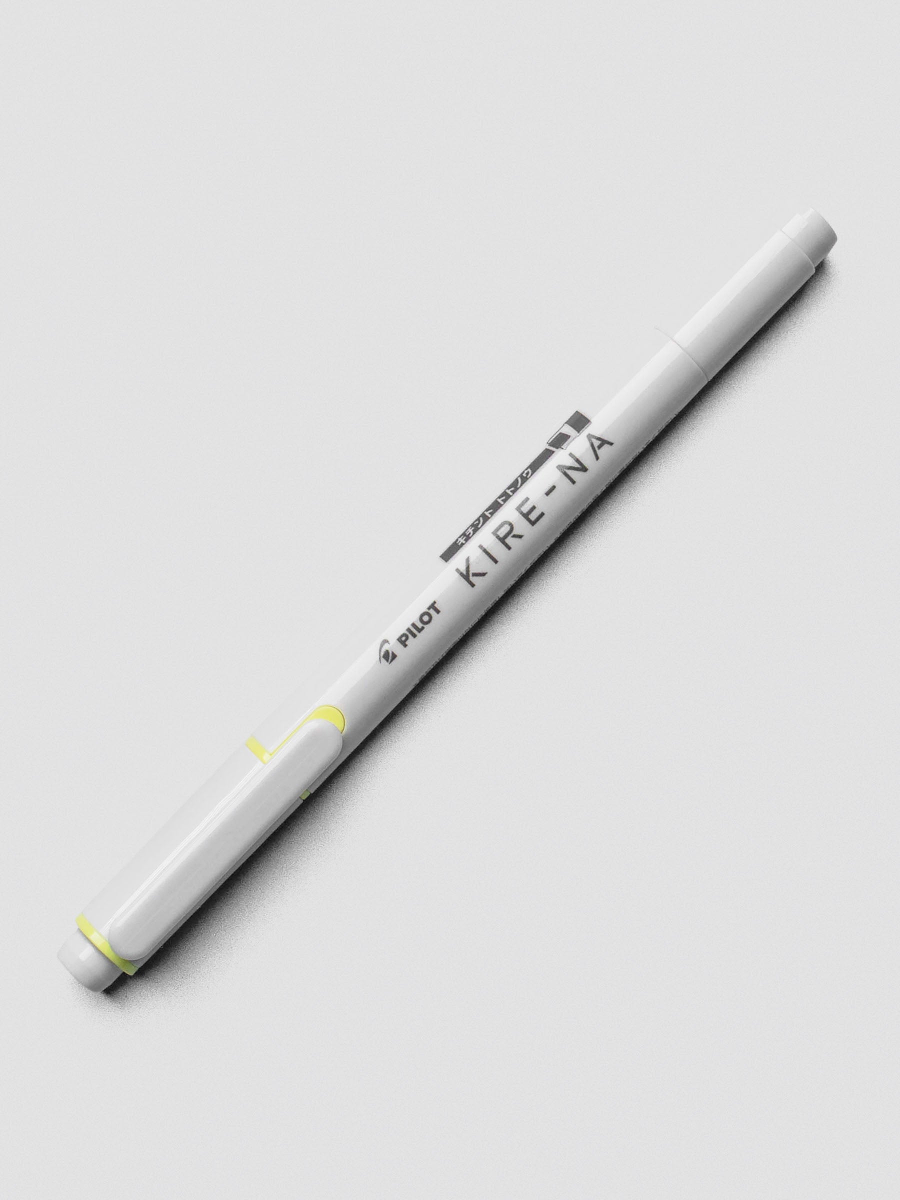 Pilot Kire-Na highlighter in Yellow, angled product shot.
