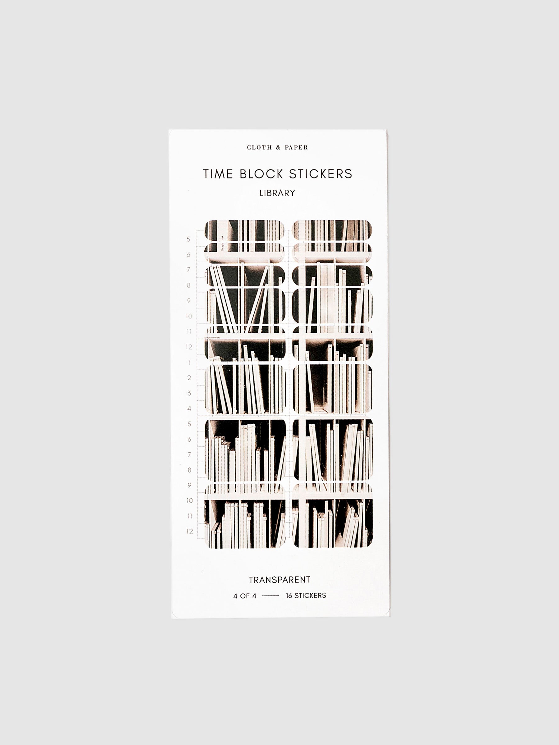 Library print stickers displayed on a neutral background.