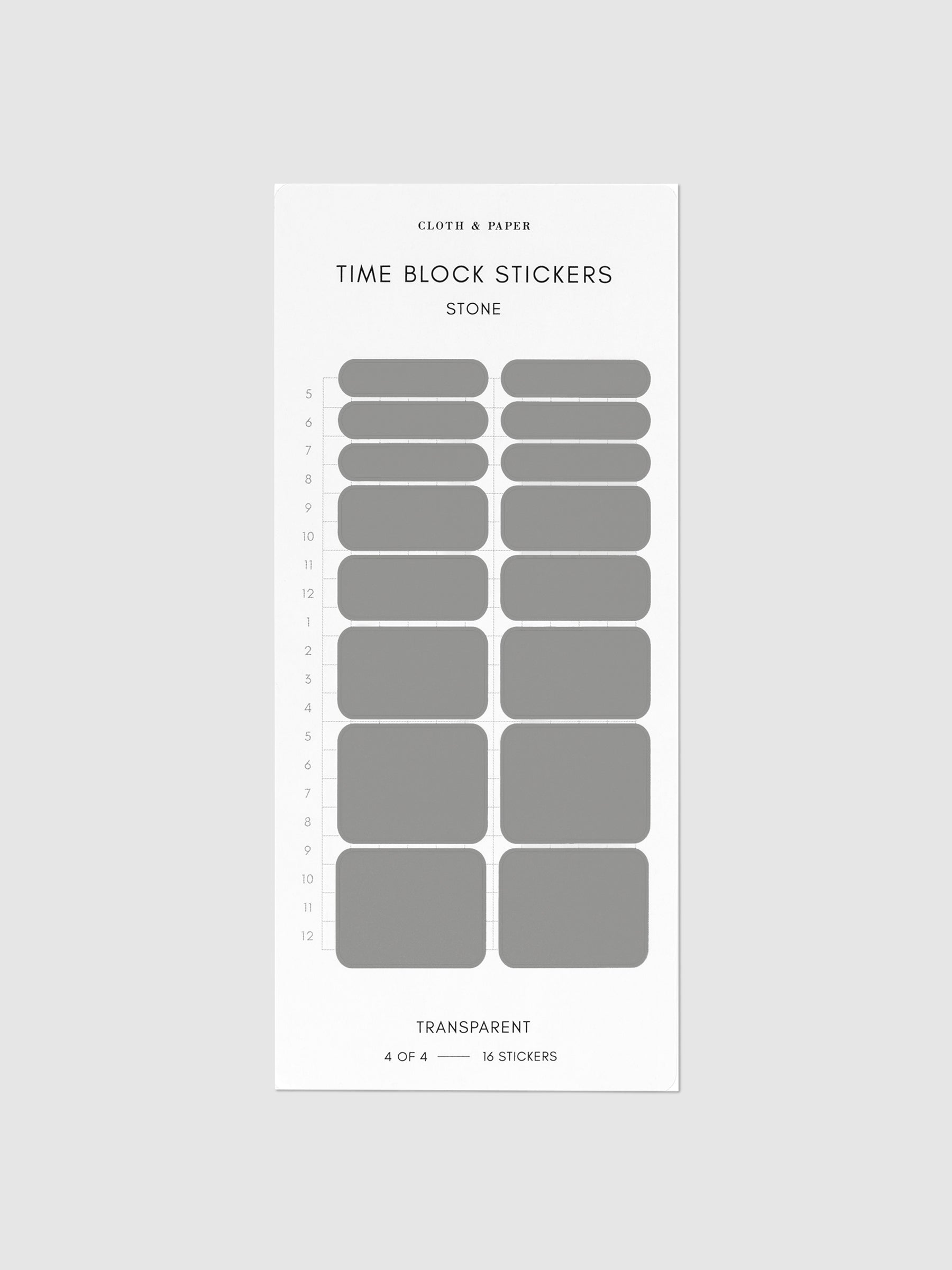 Stone grey time block stickers displayed on a neutral background.
