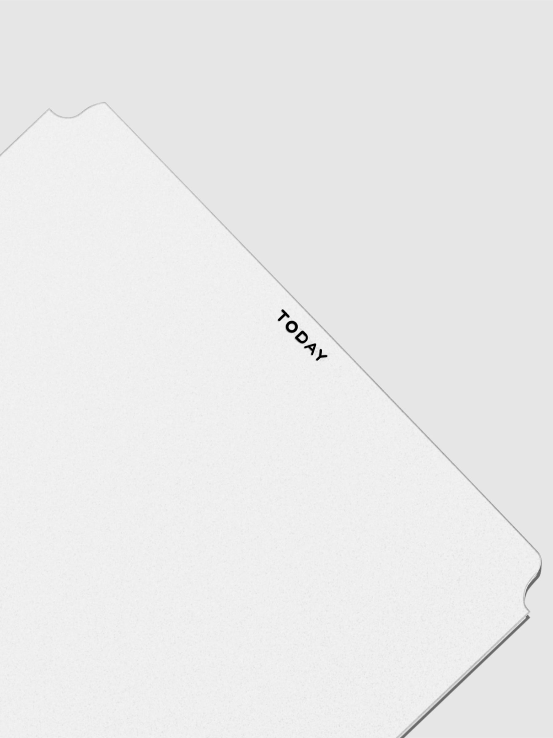 Closeup of black Today foil text.