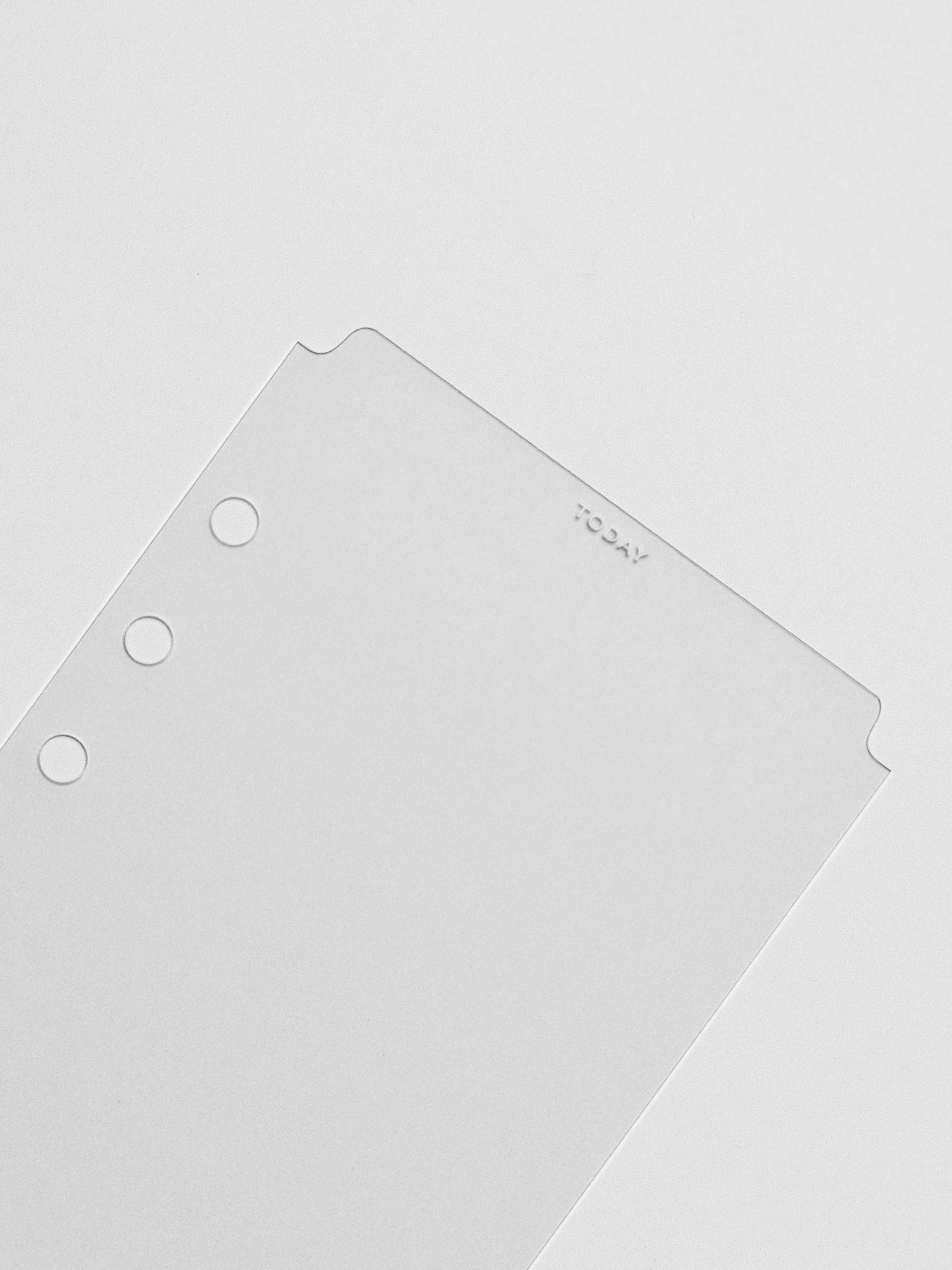 Closeup of white Today foil text.