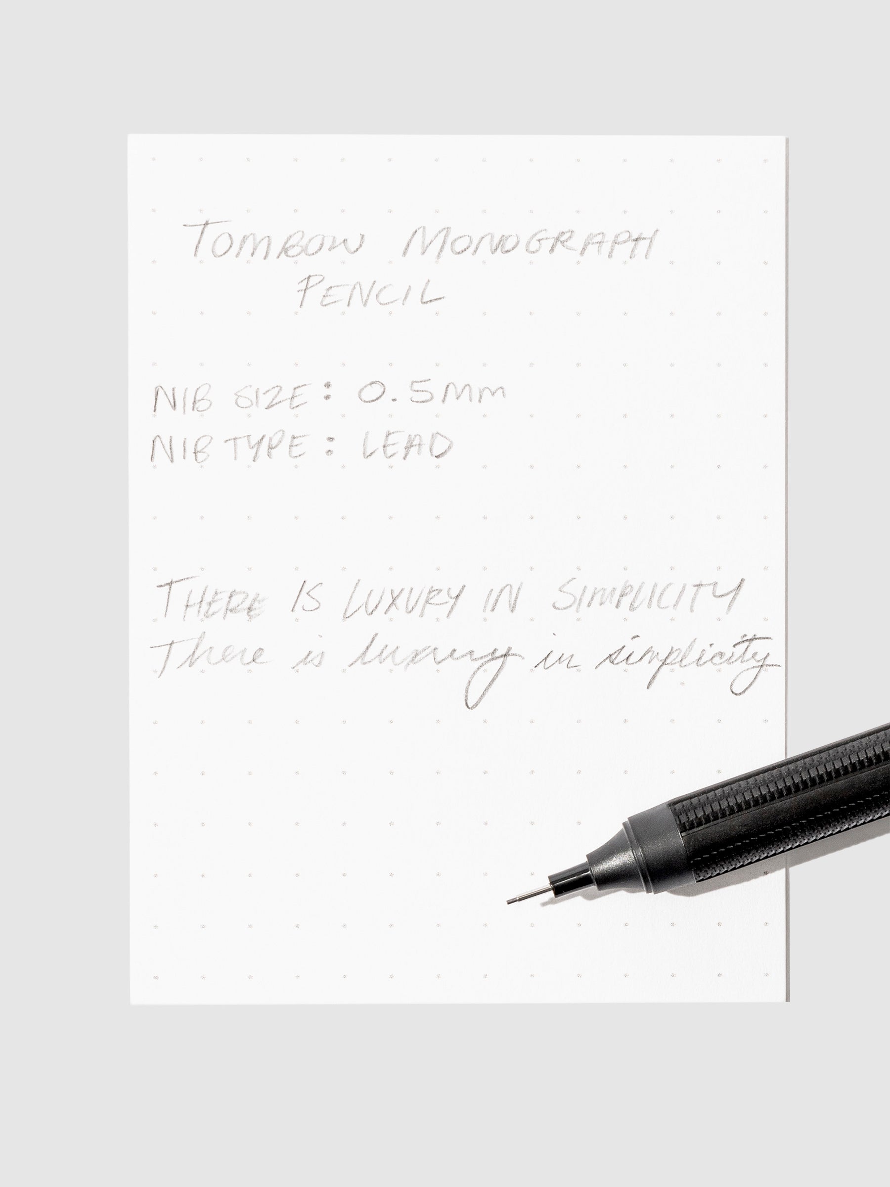 Writing sample for mechanical pencil.