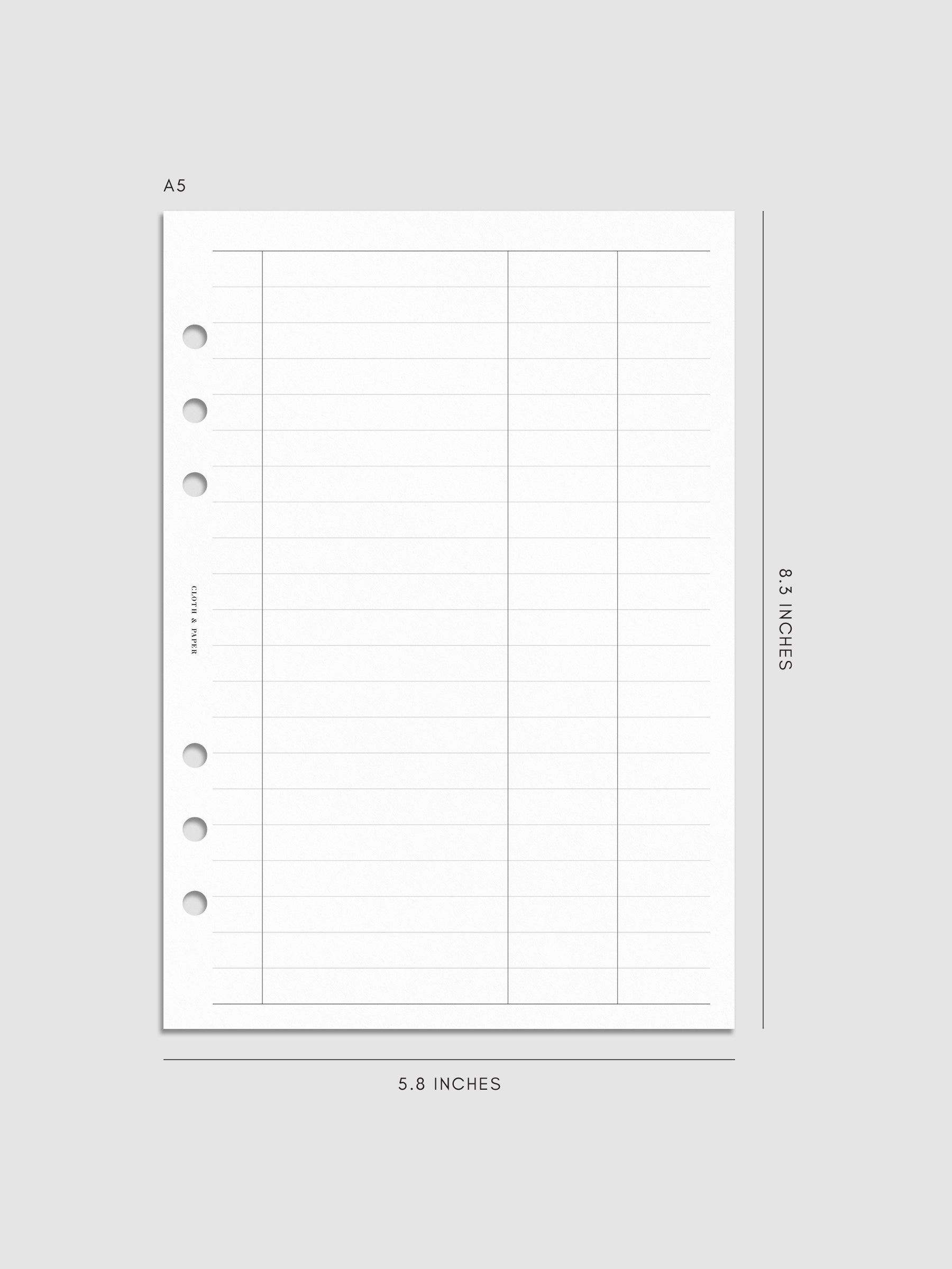 Digital mockup of insert in A5