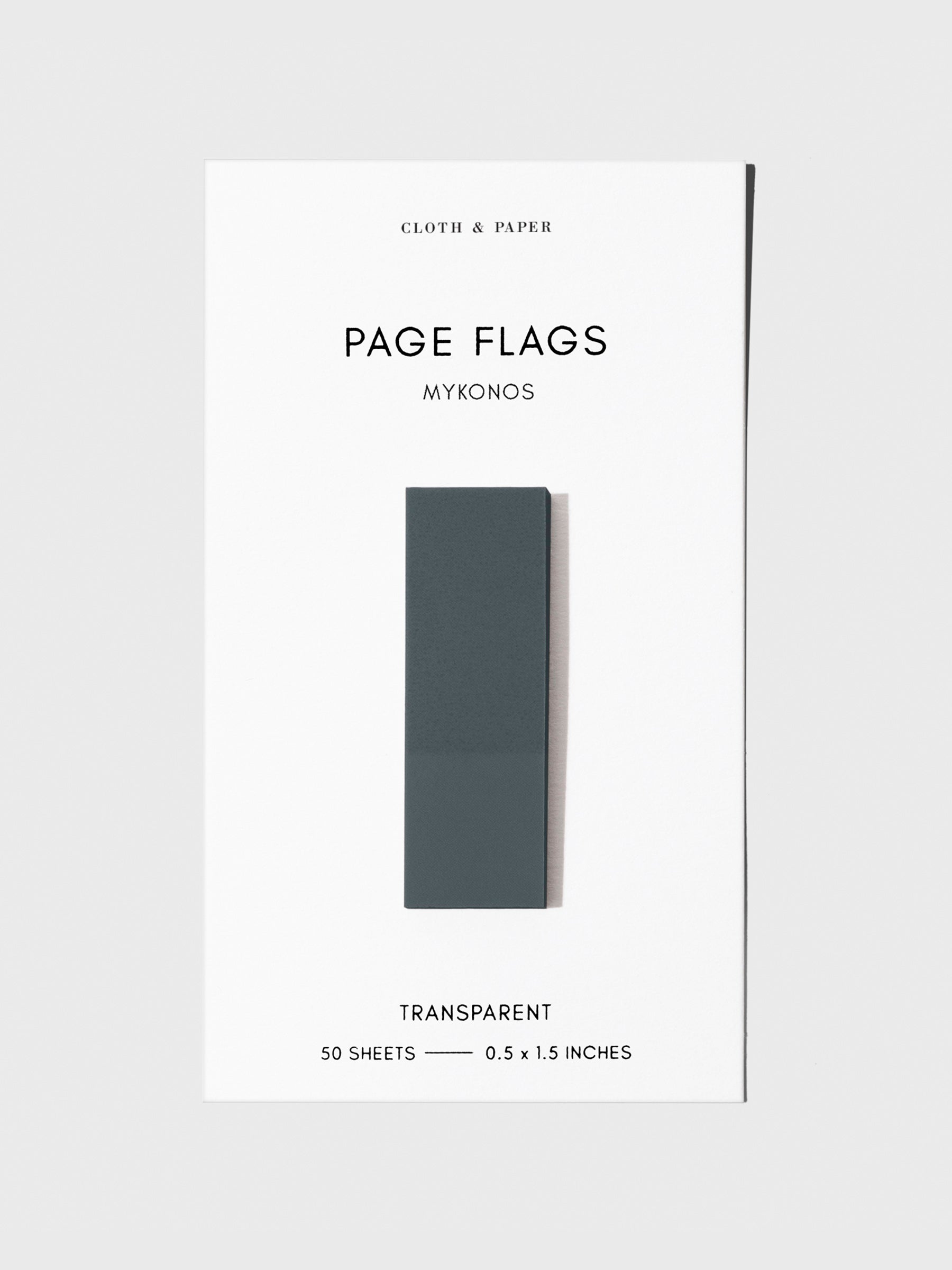 Page flag displayed on a neutral background. Color pictured is Mykonos.