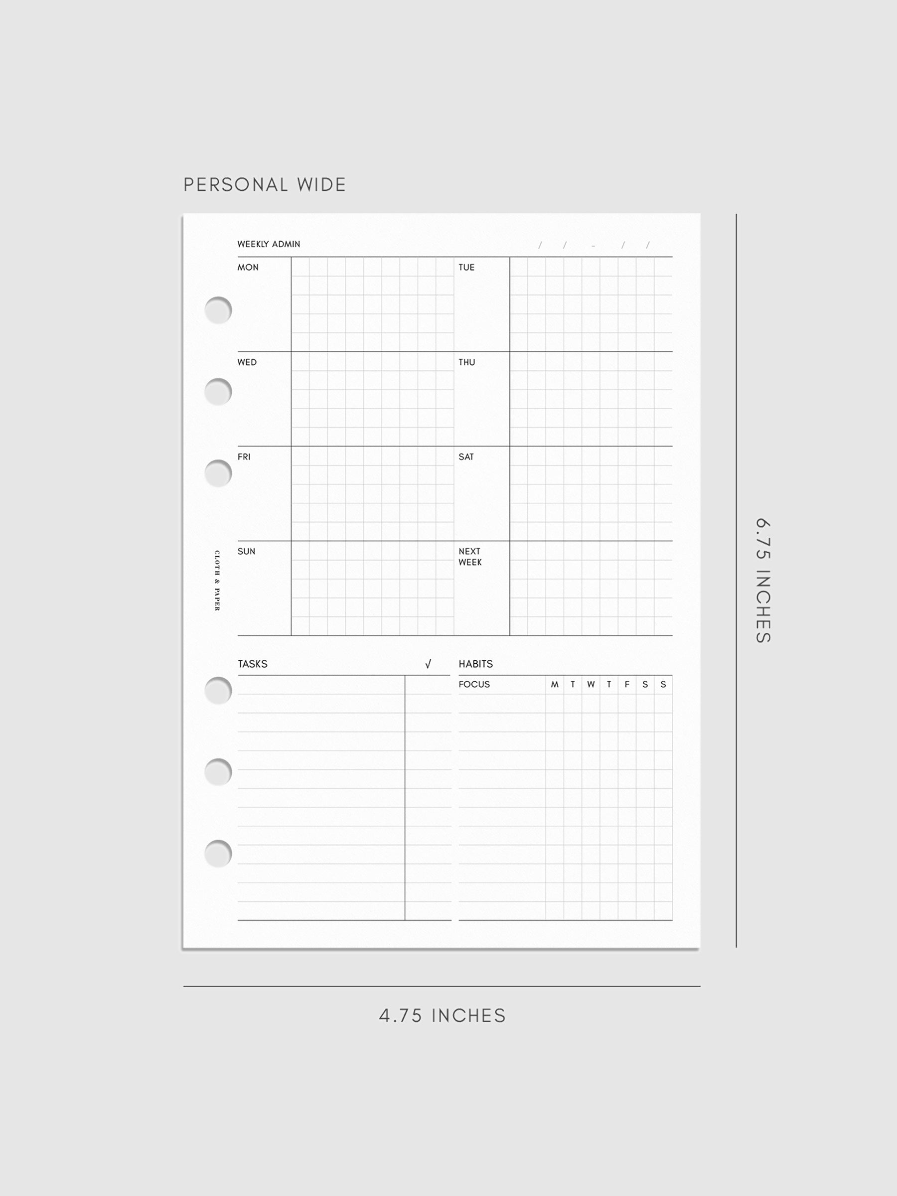 Digital mockup of insert in Personal Wide sizing. 