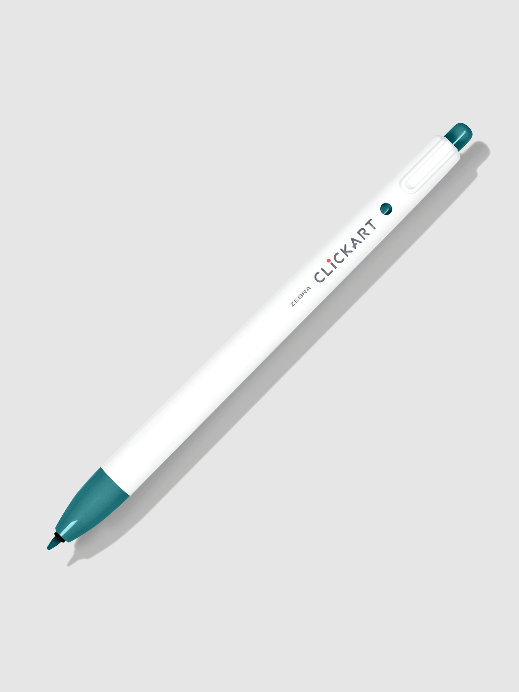 Zebra Clickart Marker, Turquoise Blue, Cloth and Paper. Marker on a neutral background tilted to the right.