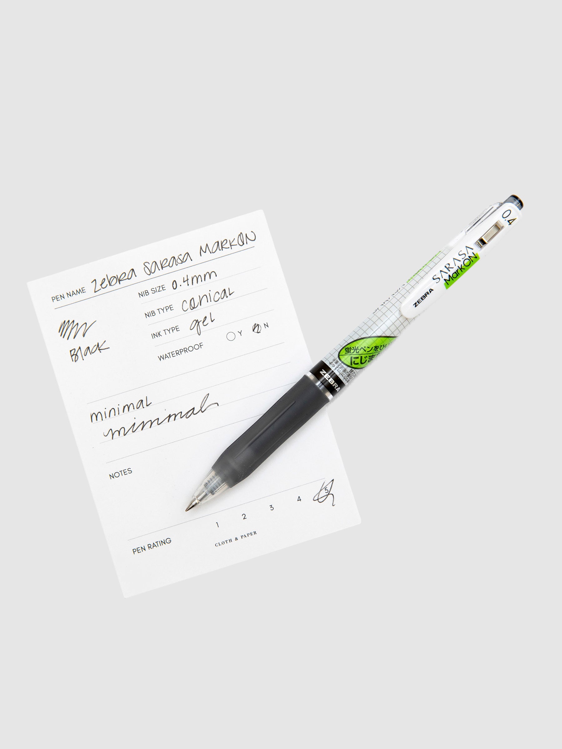 Zebra Sarasa Mark ON Refill | 0.4mm | Black | Cloth and Paper