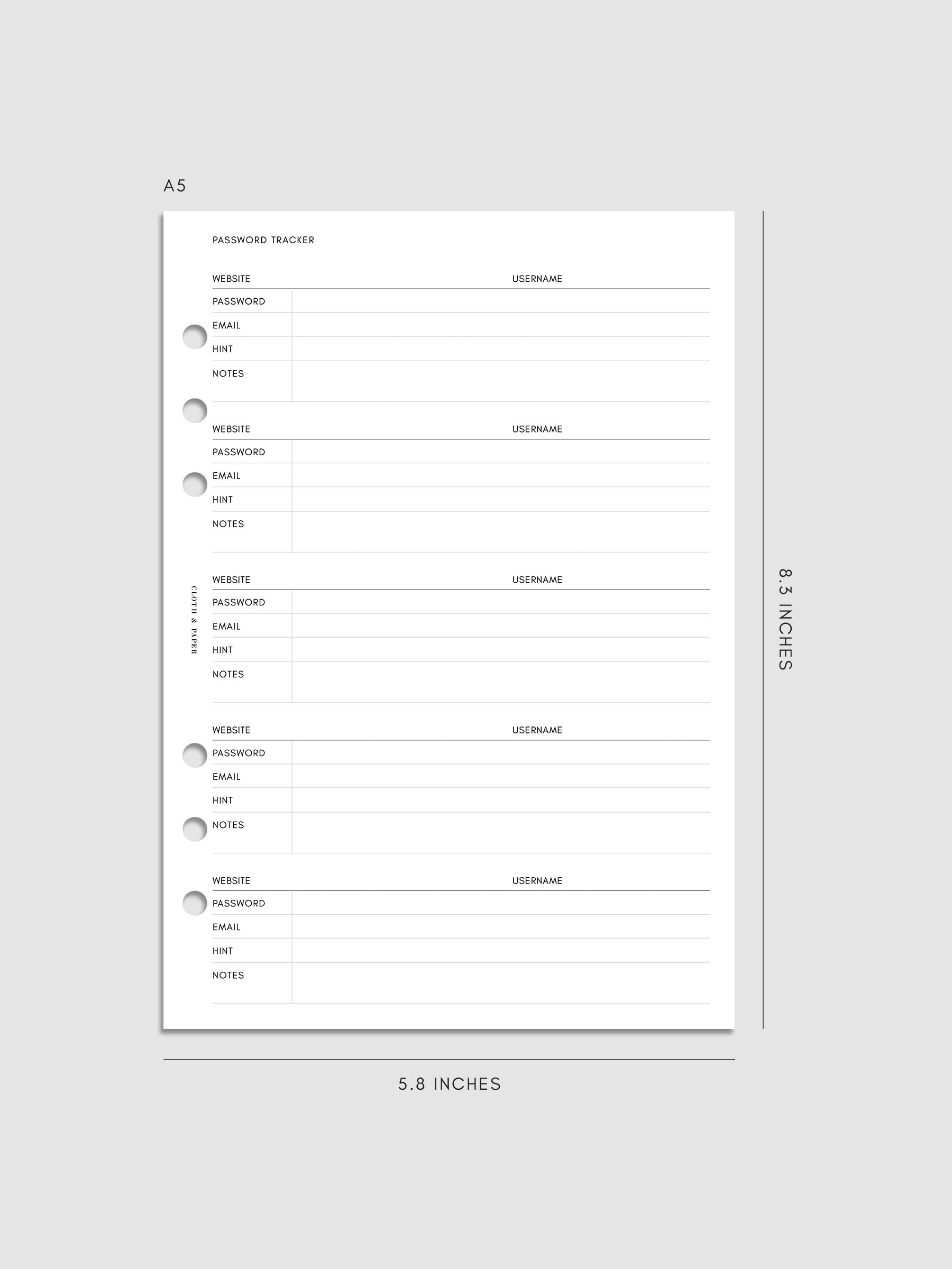 Digital mockup of insert in A5.