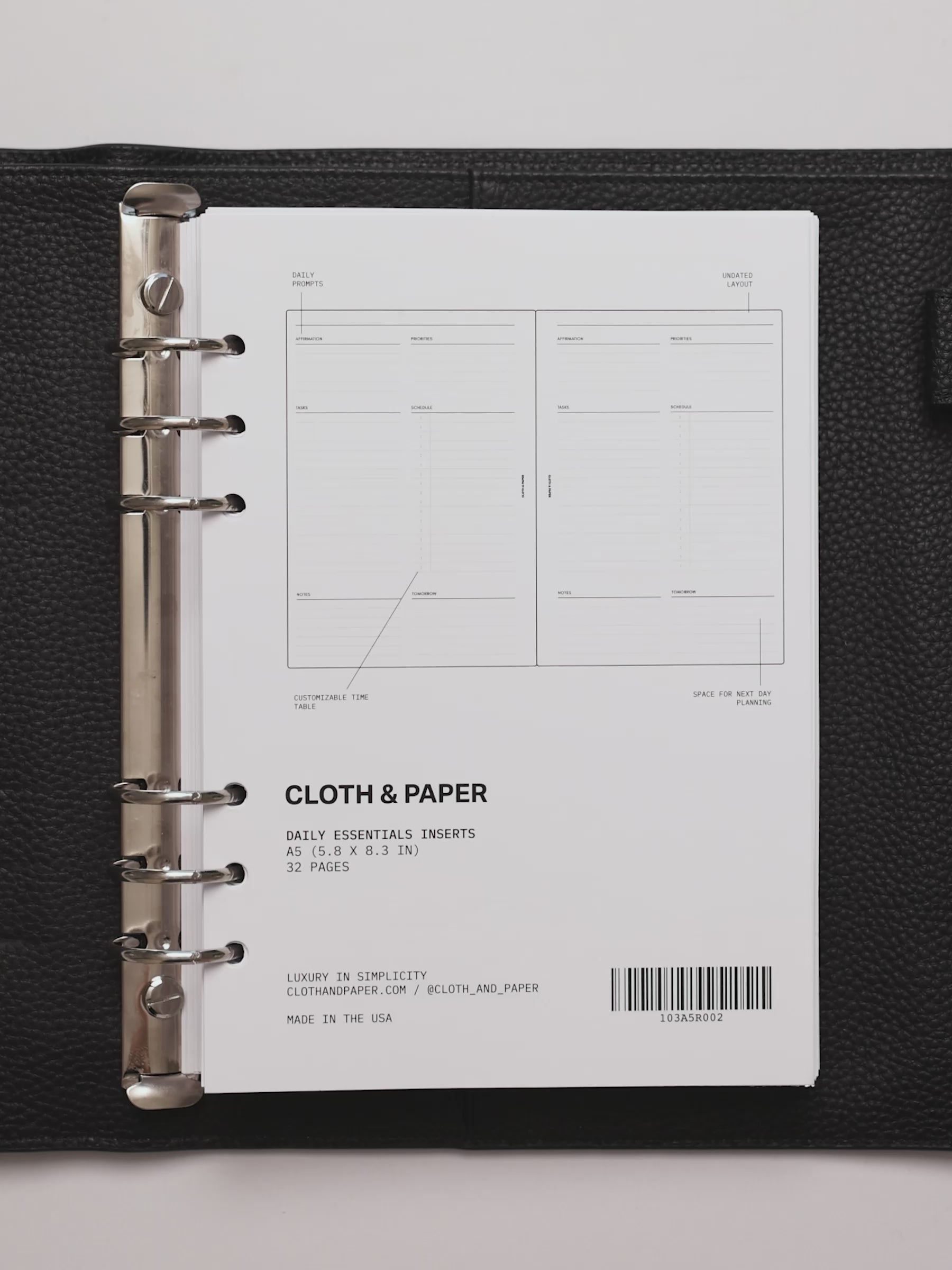 Cloth & Paper Daily Essentials Planner Inserts