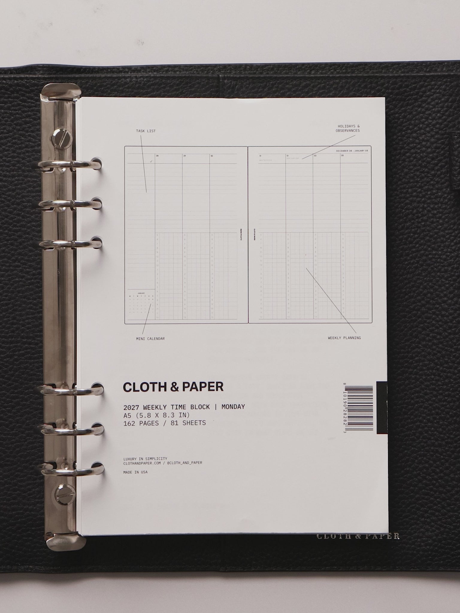 Planner flip through of the 2027 Dated Weekly Time Block Inserts with a Monday start