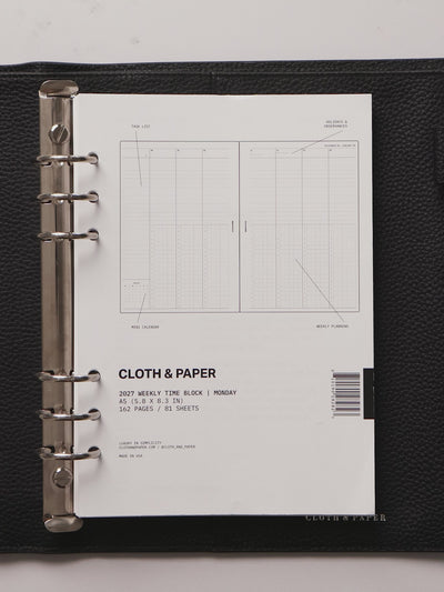 Planner flip through of the 2027 Dated Weekly Time Block Inserts with a Monday start